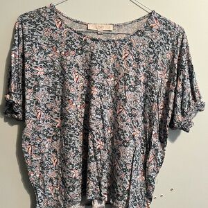 LOFT Silver and Pink Relaxed Blouse